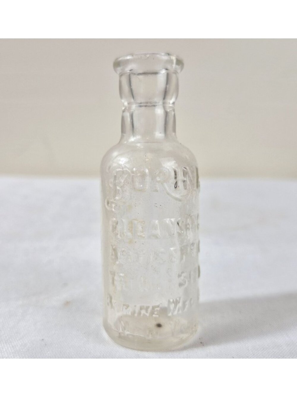 Antique Borine Cleansing Antiseptic Glass Bottle Clear Embossed Apothecary Empty